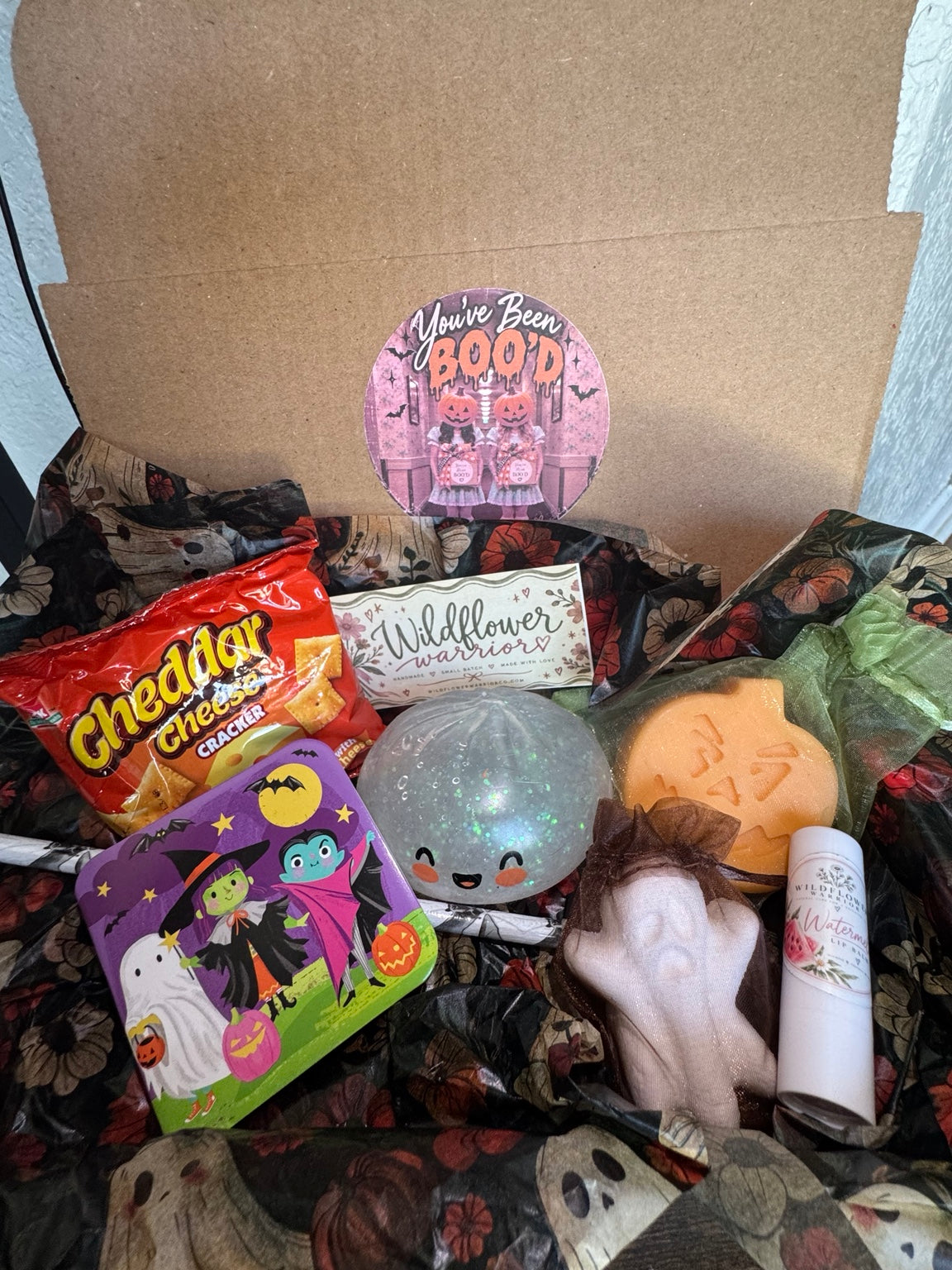 Wildflower Warrior Little Boo Basket in a Halloween gift box